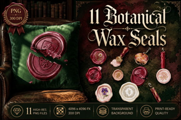 Download Botanical Wax Seal Clipart Vintage PNG - Wax Collection