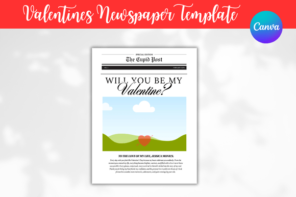 Download Valentines Newspaper Canva Templates - Spa Collection