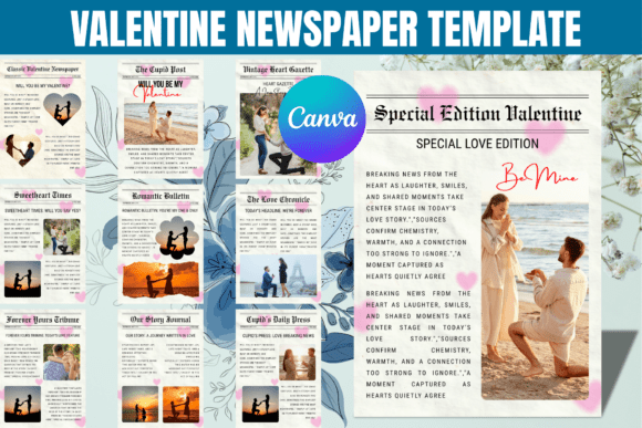 Download Valentine Newspaper Canva Template - Spa Collection