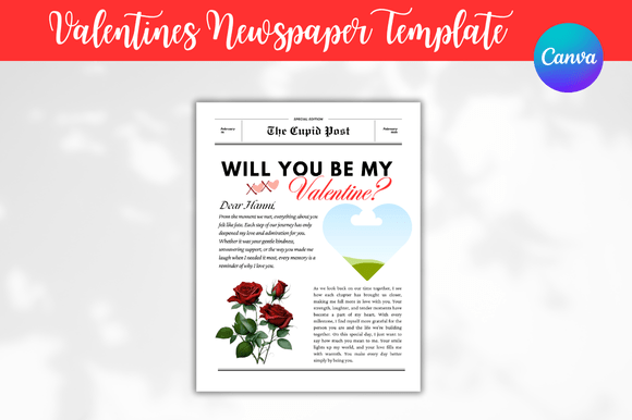 Download Valentines Newspaper Canva Templates - Spa Collection