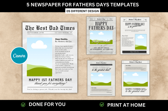 Download 5 Fathers Day Newspaper Templates - Spa Collection