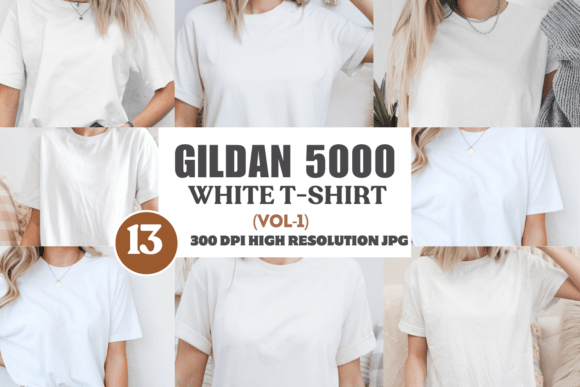 Download Gildan 5000 White Tshirt Mockup Bundle - White tshirt mockup bundle Collection