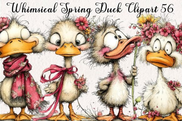 Download Whimsical Spring Duck Clipart Png Bundle - Duck clipart Collection