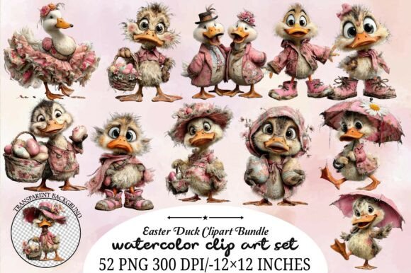 Download Easter Duck Clipart Bundle - Duck clipart Collection