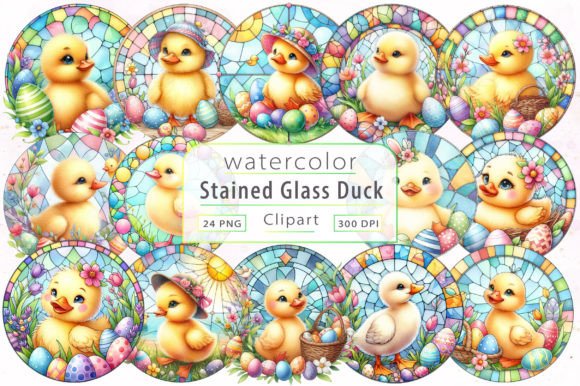 Download Stained Glass Easter Duck Clipart - Duck clipart Collection