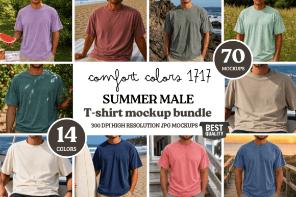Download Comfort Colors C1717 Summer Male Mockups - Premium Resources
