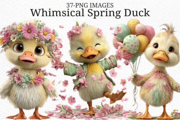 Download Whimsical Spring Duck Clipart PNG - Duck clipart Collection
