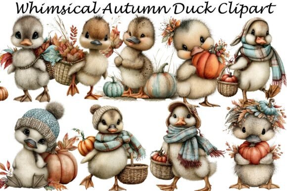 Download Whimsical Autumn Duck Clipart - Duck clipart Collection
