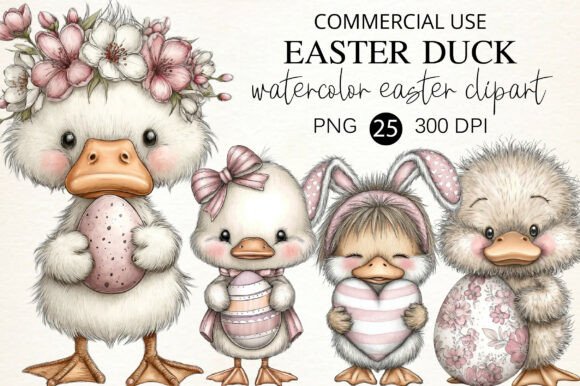 Download Watercolor Easter Duck Clipart - Duck clipart Collection
