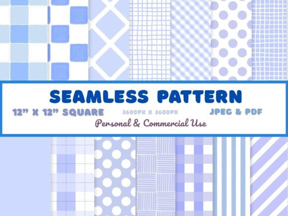 Download Blue Mix Seamless Pattern Digital Paper - Blue Collection