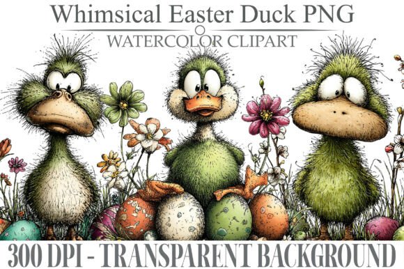 Download Whimsical Easter Duck Clipart Bundle - Duck clipart Collection