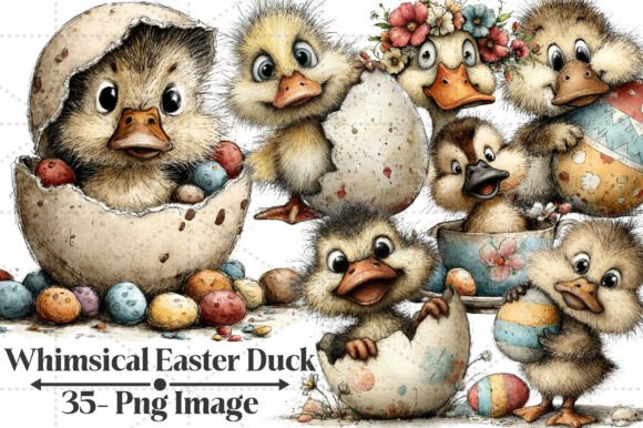 Download Whimsical Easter Duck Clipart Bundle - Duck clipart Collection