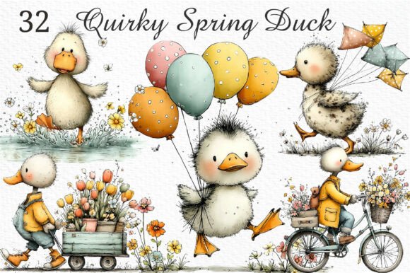 Download Quirky Spring Duck Clipart Png Bundle - Duck clipart Collection
