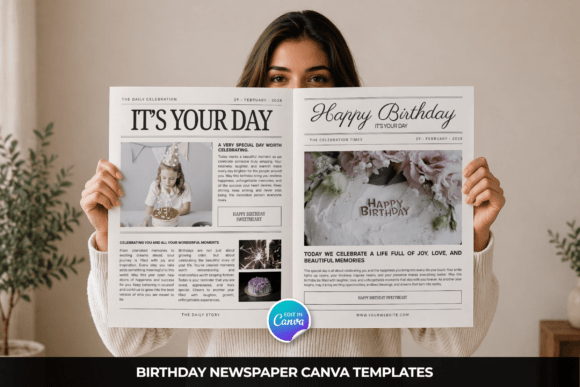 Download Birthday Newspaper Canva Template - Spa Collection