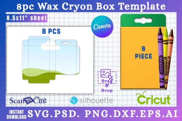 Download 8pc Wax Cryon Box SVG &amp; Canva Templates - Wax Collection