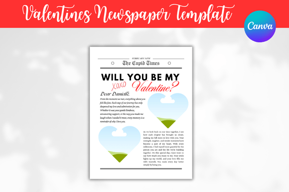Download Valentines Newspaper Canva Templates - Spa Collection