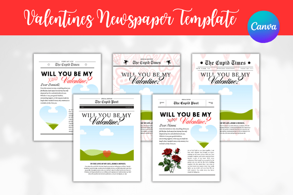 Download 5 Valentines Newspaper Canva Bundle - Spa Collection
