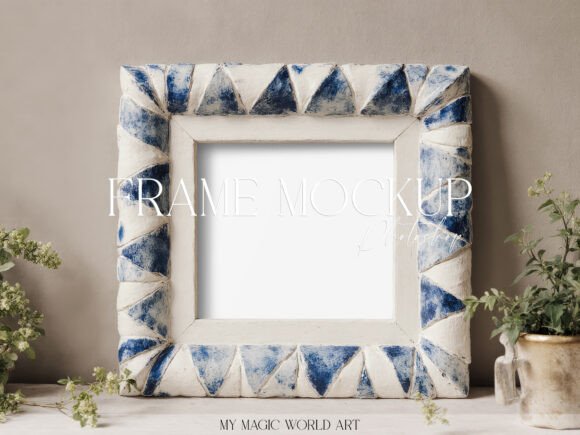 Download Blue Geometric Ceramic Frame Mockup - Blue Collection