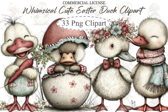 Download Whimsical Cute Easter Duck Clipart - Duck clipart Collection