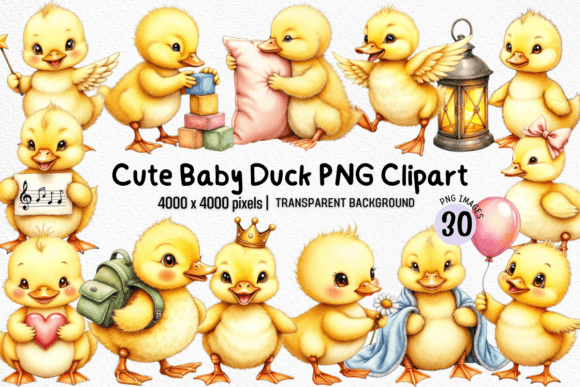 Download Cute Baby Duck Clipart PNG Bundle - Duck clipart Collection