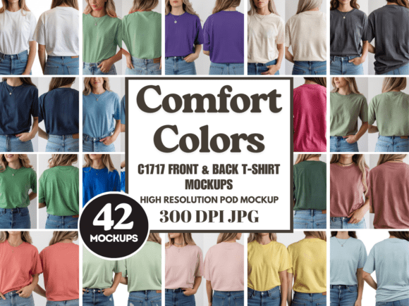 Download Comfort Colors 1717 Front &amp; Back Mockups - Premium Bundle