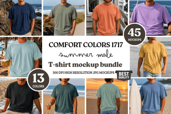 Download Comfort Colors 1717 Summer Male Mockups - Premium Resources