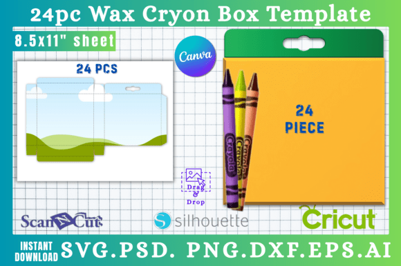 Download 24pc Wax Cryon Box SVG &amp; Canva Templates - Wax Collection