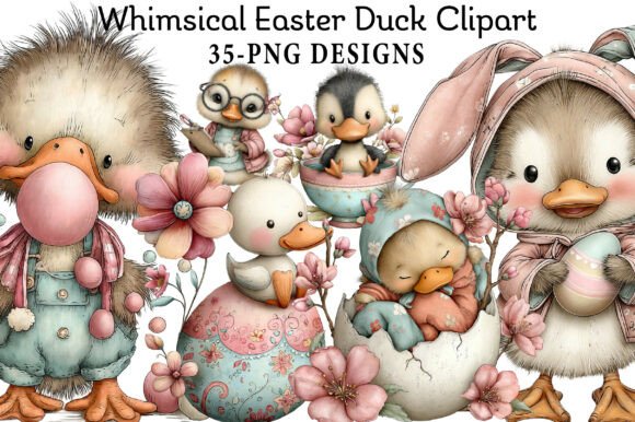 Download Whimsical Easter Duck Clipart - Duck clipart Collection